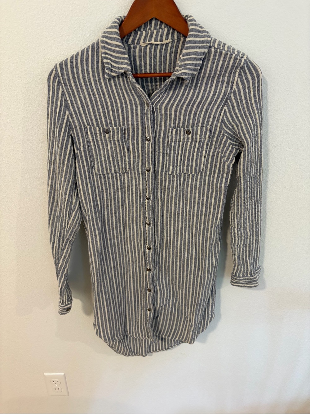 Vanilla Star Blue & White Striped Button-Down Shirt